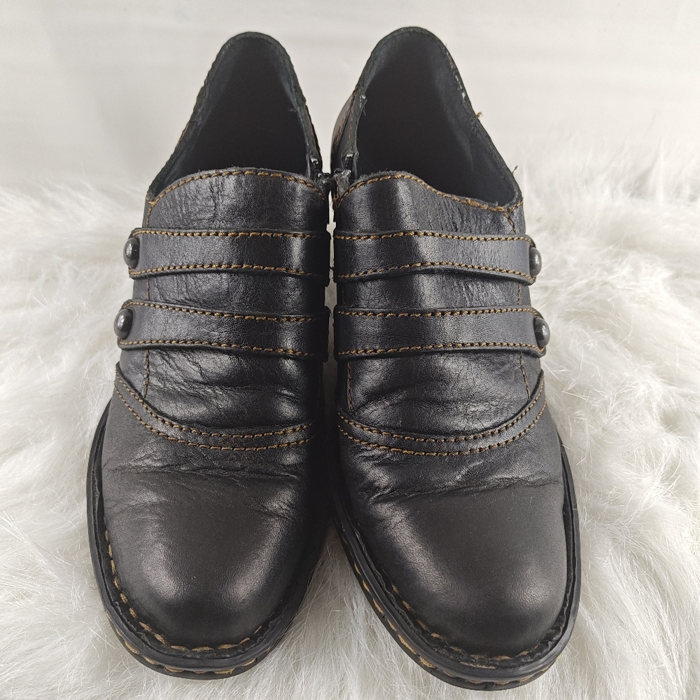 Born Concept Womens Size 6 Black Leather  Heels Booties Boots Shoes